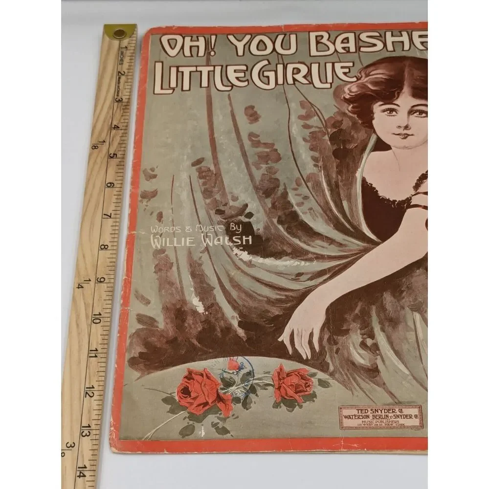 Oh You Bashful Little Girlie Sheet Music 1912 Billy‎ Walsh Antique Berlin Woman